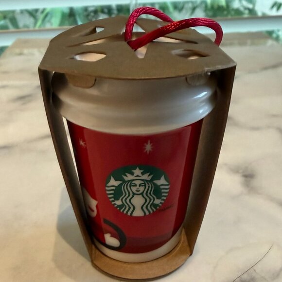 Starbucks Mini Ceramic Ornament Mug – Limited Edition Holiday Sled Design NWT - Picture 3 of 6